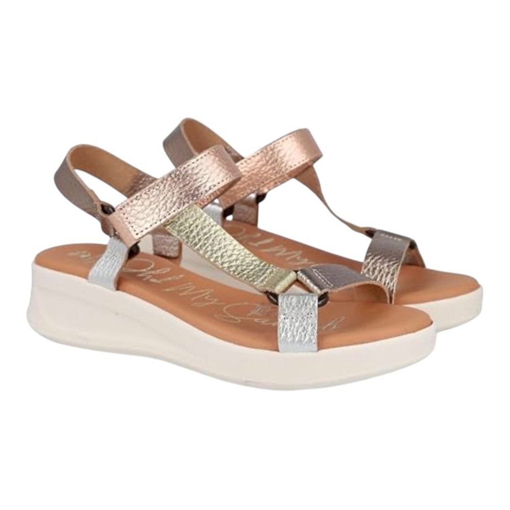Oh! My Sandals Metallic Multi-Strap Platform Sandals Made in Spain EU 38 US 8